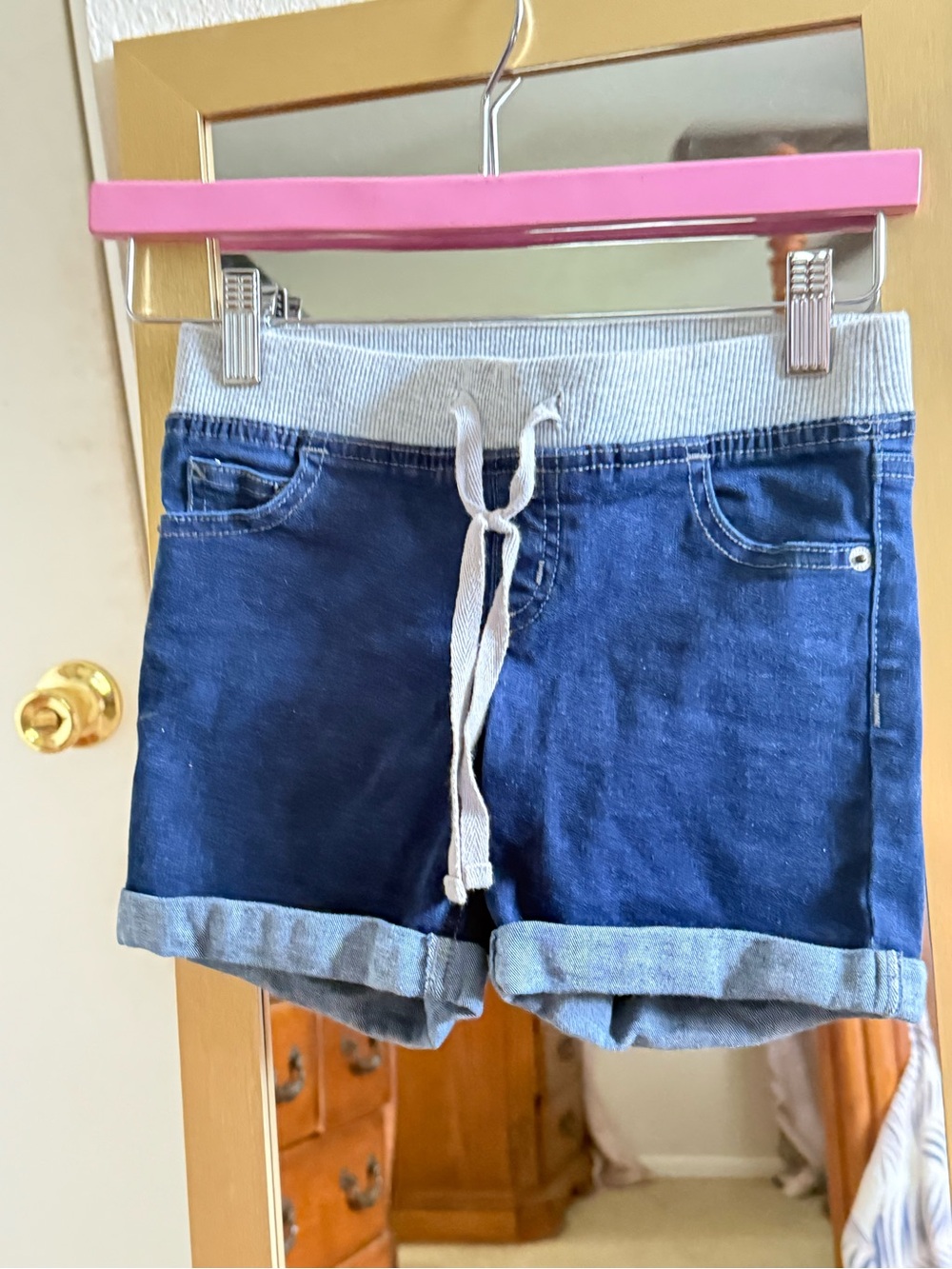 Justice Navy Blue Denim-Style Drawstring Shorts. literally never worn!